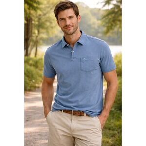 Tommy Bahama Men's Relax Blue Polo Shirt – Pima Cotton – Medium– Made in Peru